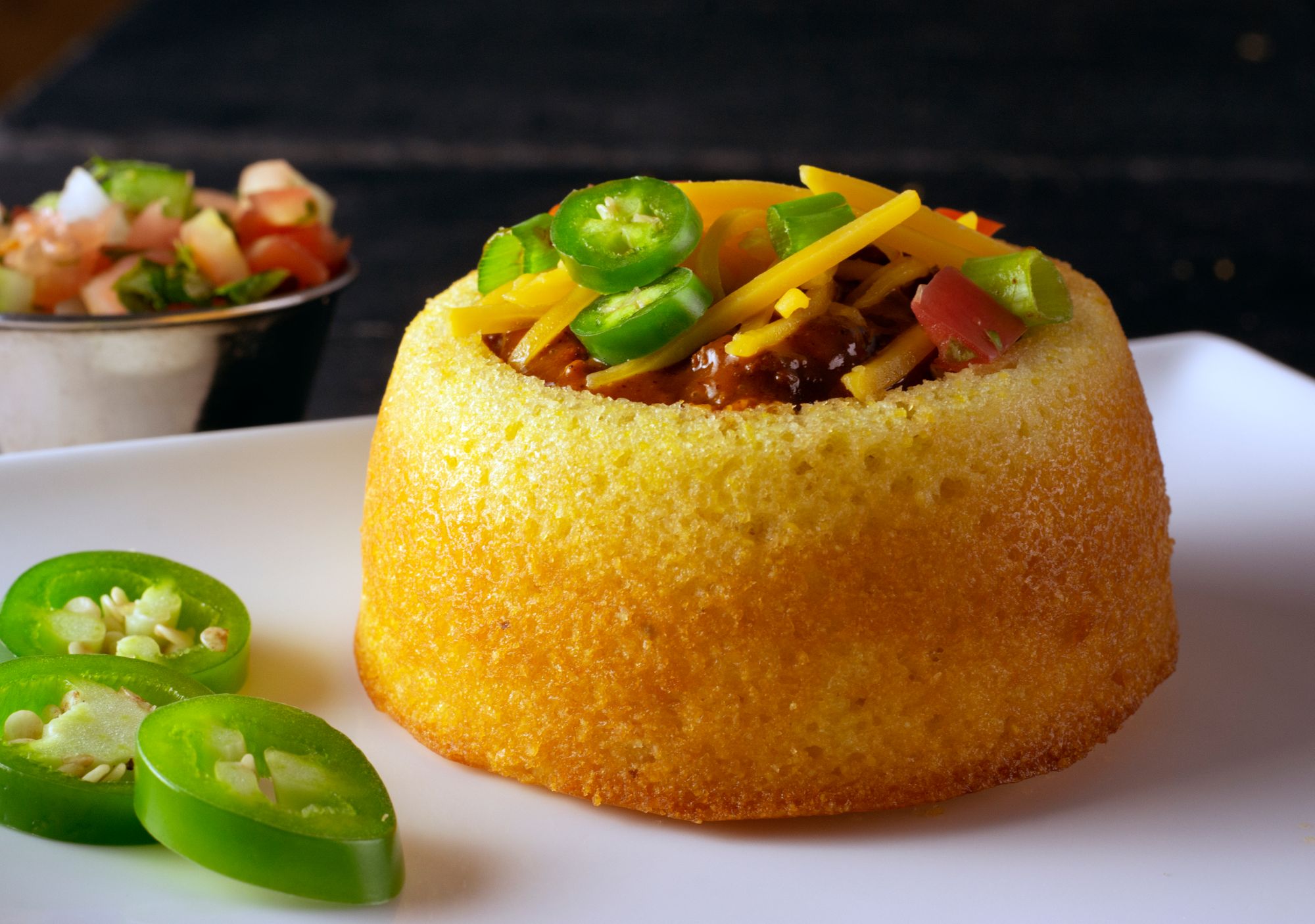 Classic Chili in a Cornbread Bowl