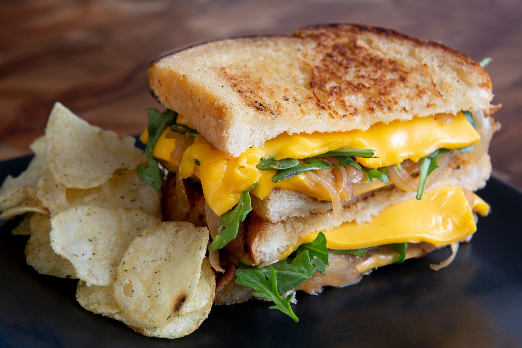 Grilled Cheese with Gouda, Arugula & Caramelized Onions